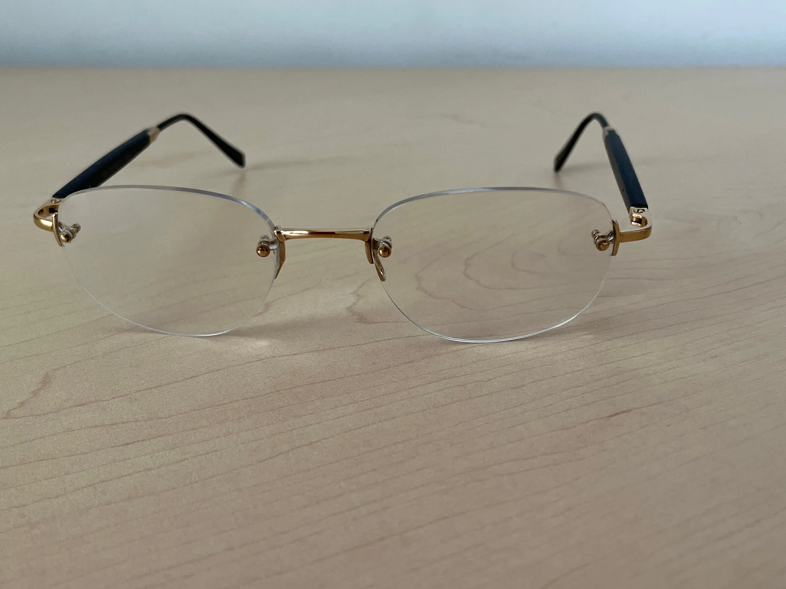 AUTHENTIC GOLD & WOOD PARIS EYEGLASS FRAMES S SERIES RIMLESS S55.6