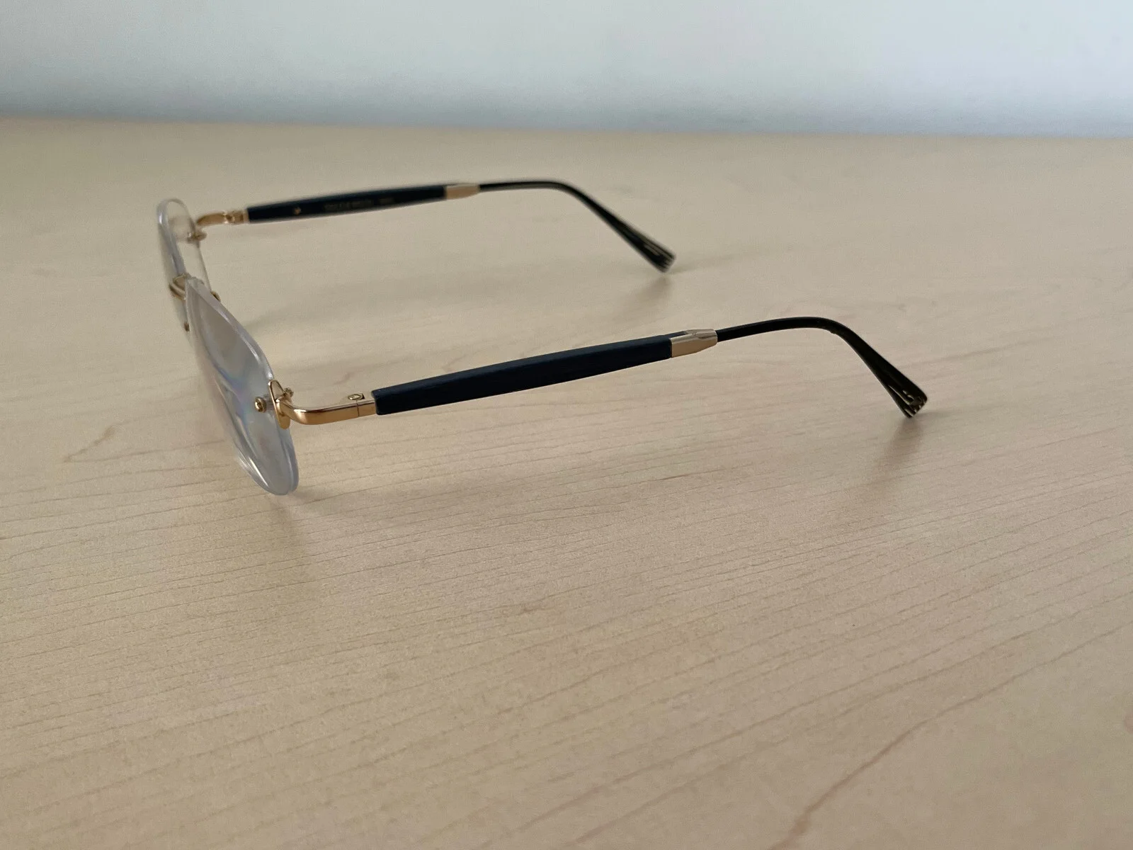 AUTHENTIC GOLD & WOOD PARIS EYEGLASS FRAMES S SERIES RIMLESS S55.6 2