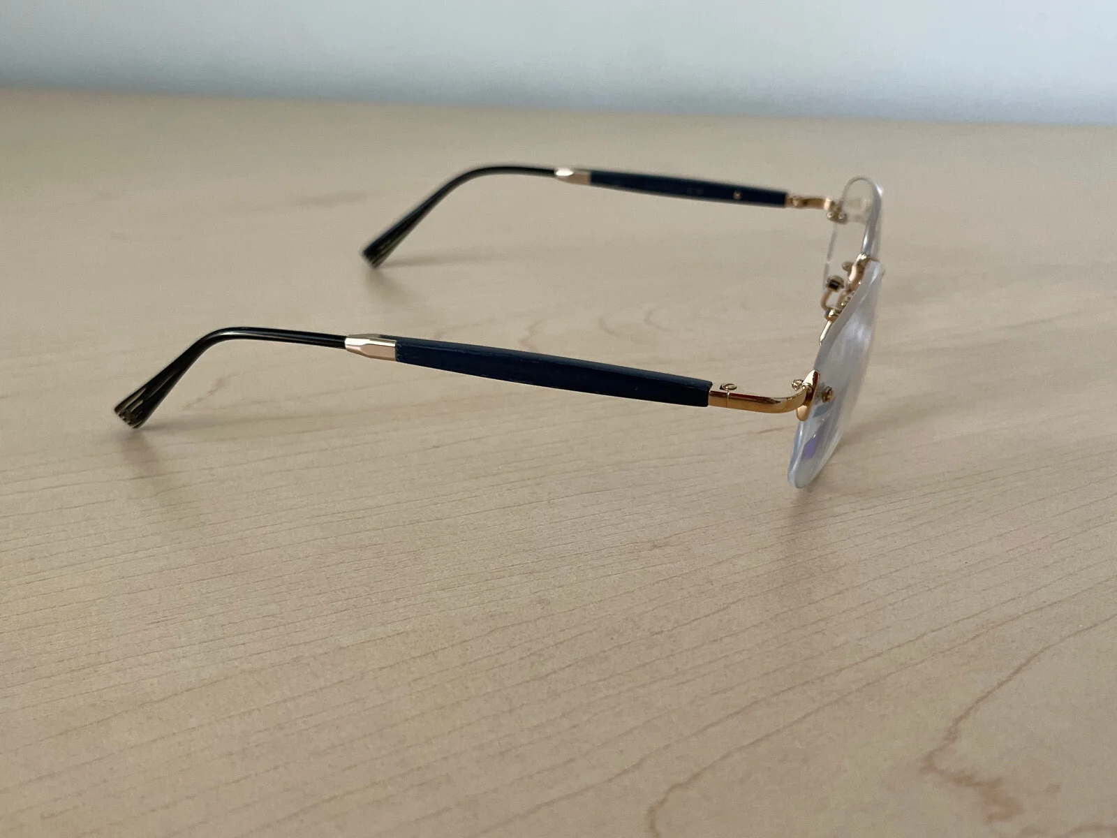 AUTHENTIC GOLD & WOOD PARIS EYEGLASS FRAMES S SERIES RIMLESS S55.6 3