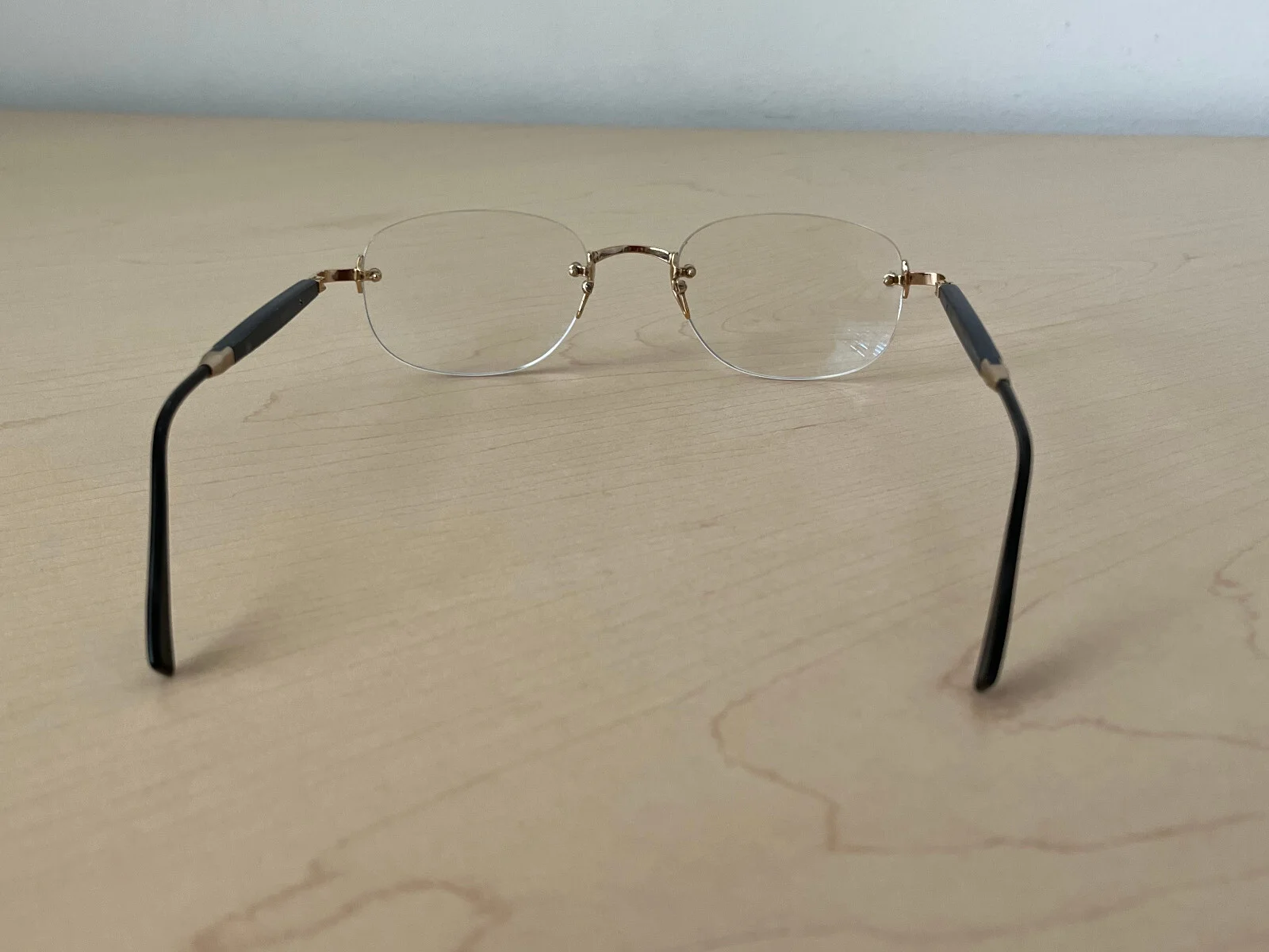 AUTHENTIC GOLD & WOOD PARIS EYEGLASS FRAMES S SERIES RIMLESS S55.6 4