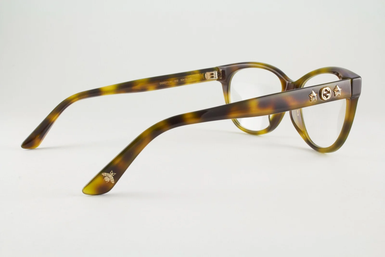 Authentic Gucci GG0211OA 002 53mm Olive Tortoise Cat Eye Asian Fit Glasses Italy 3