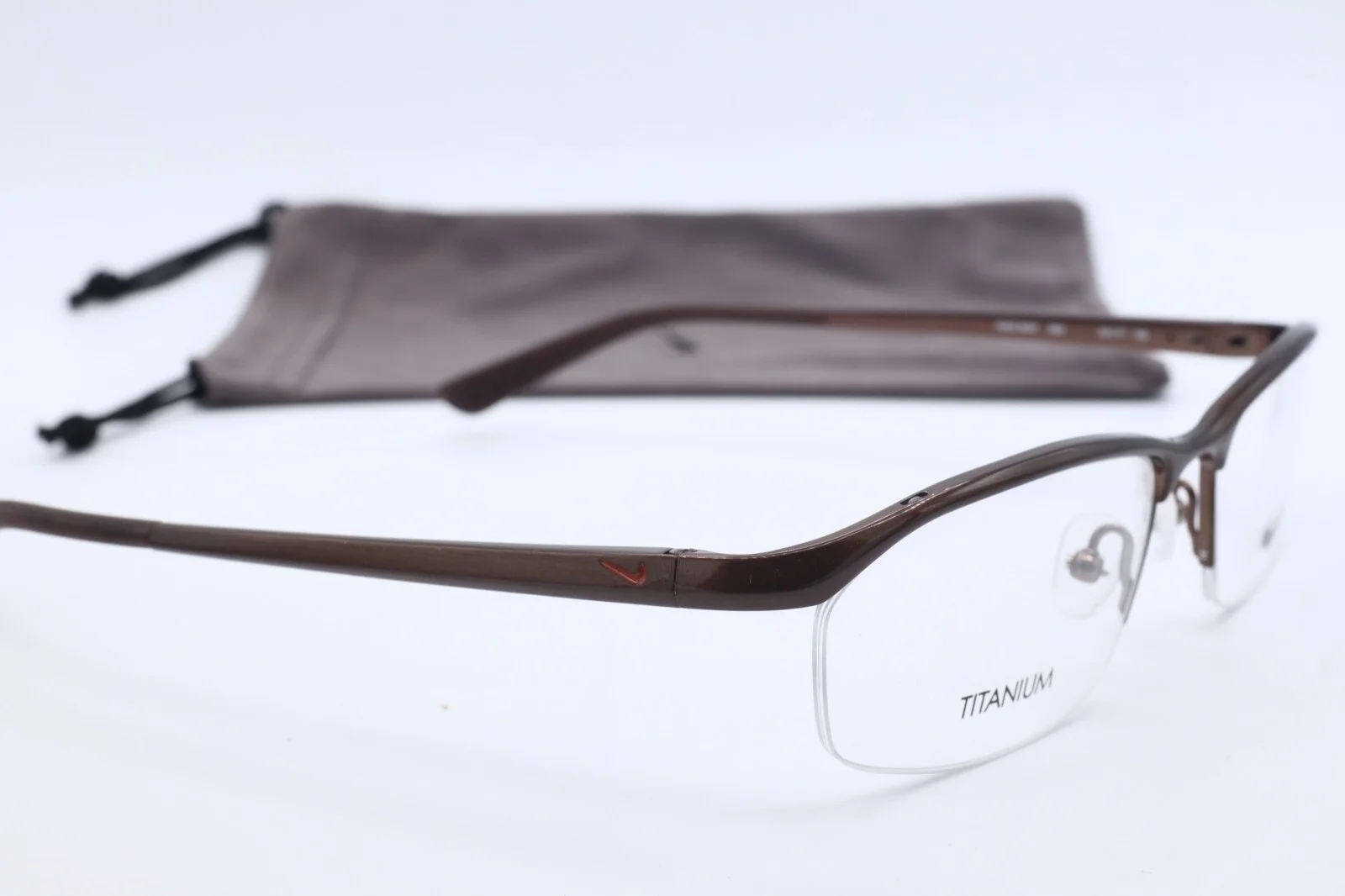 Authentic Nike TITANIUM NK 6037 259 Brown Rectangle Eyeglasses Clear Lenses 53mm 3