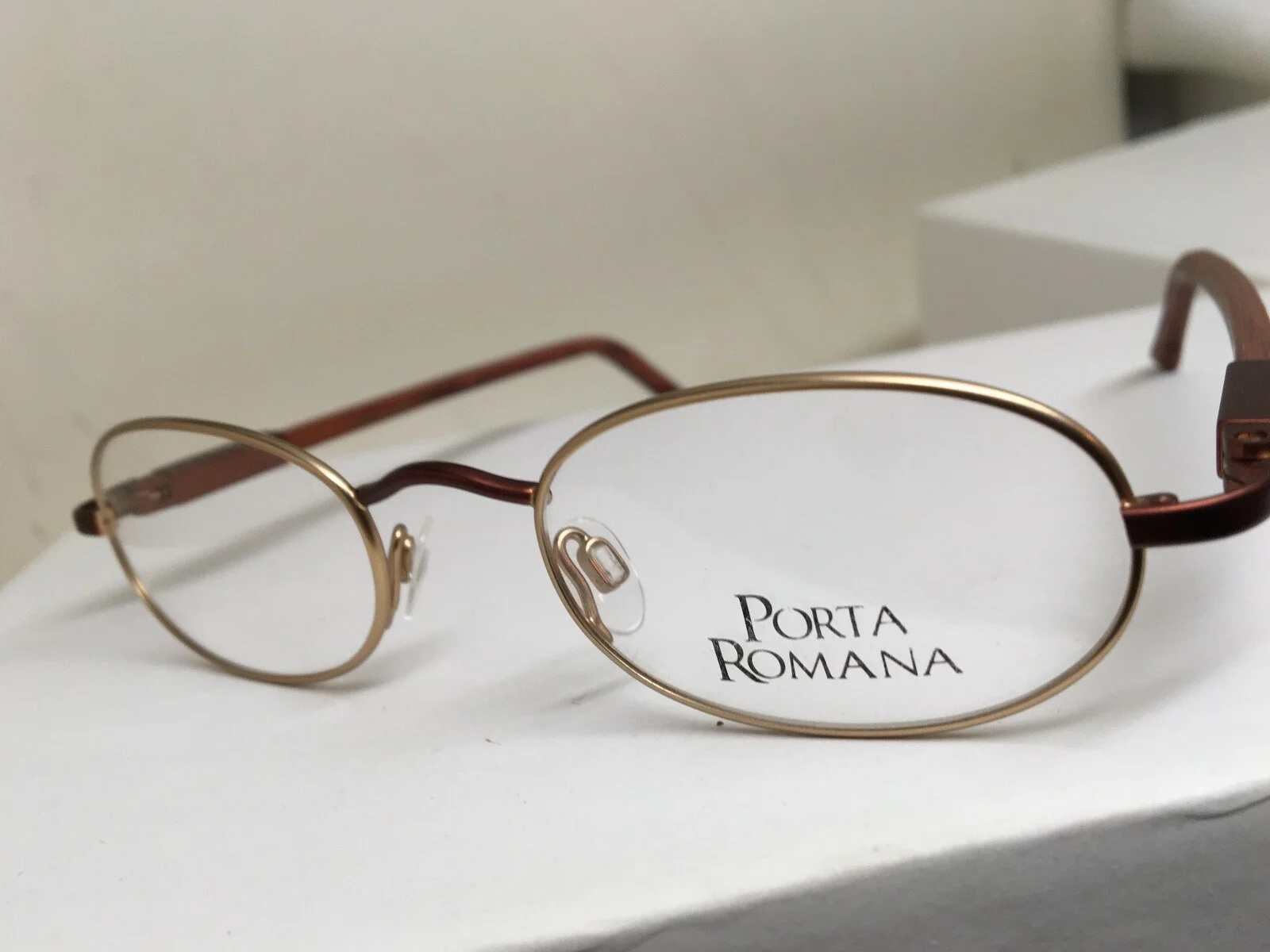 Authentic Porta Romana Eyeglasses Copper Wood Frames Only 47-20 3