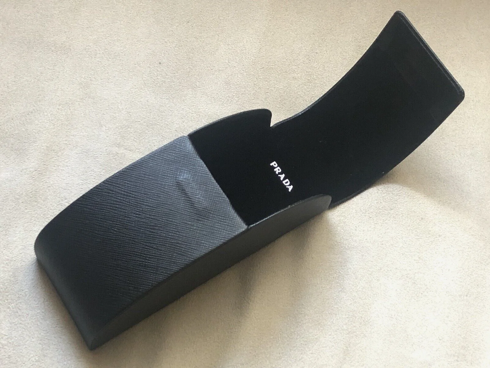 Authentic Prada Saffiano Black Magnetic Flip Lid Hard Shell Eyeglasses Case