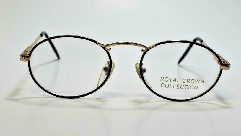 AUTHENTIC ROYAL CROWN #4 GOLD/BLACK EYEGLASSES FRAME 48-19-135 2