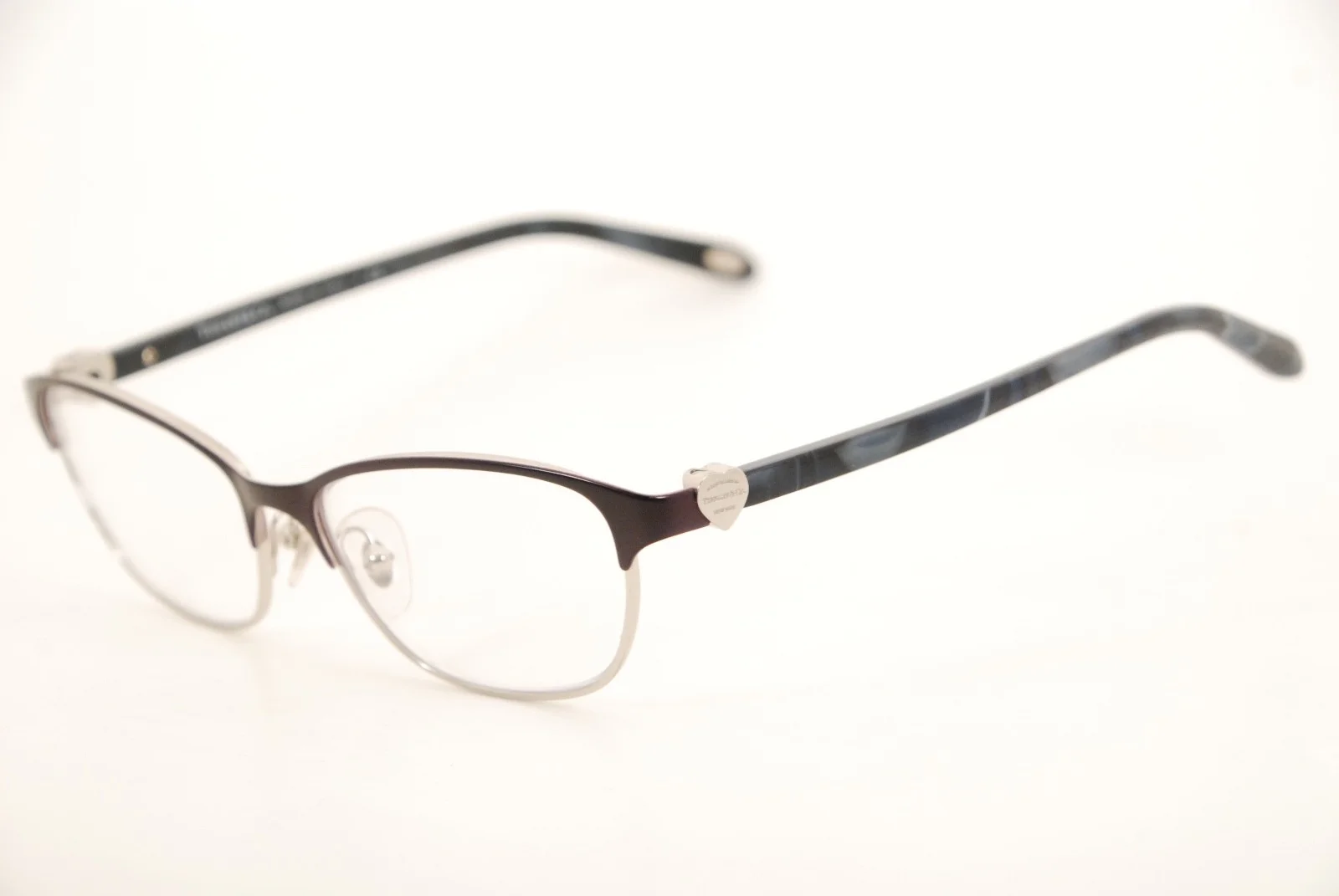 Authentic Tiffany & Co. TF 1072 6107 51mm Purple Blue Marble Silver Frames Italy