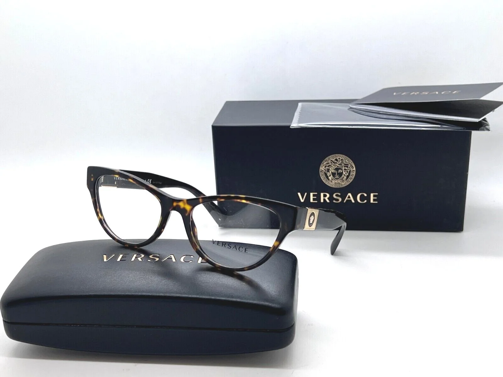 Authentic Versace Eyeglasses MOD. 3296 108 HAVANA Frame 52-17-140MM NIB