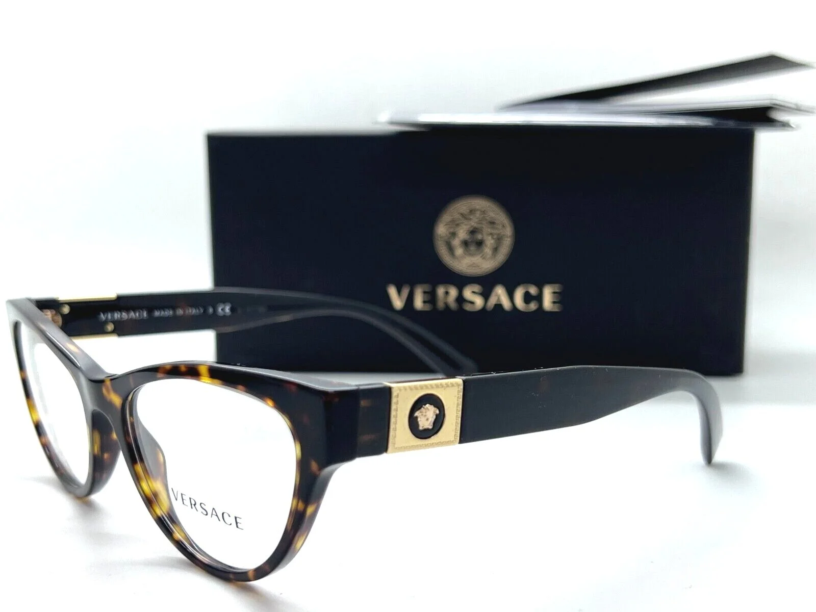 Authentic Versace Eyeglasses MOD. 3296 108 HAVANA Frame 52-17-140MM NIB 3