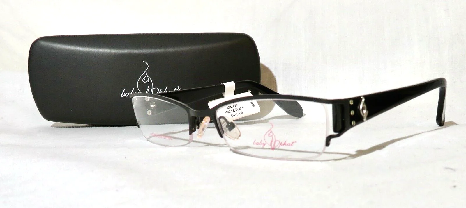 Baby Phat 138 eyeglasses 51-17-135 Black eyewear 1/2 rim frames w/case NEW