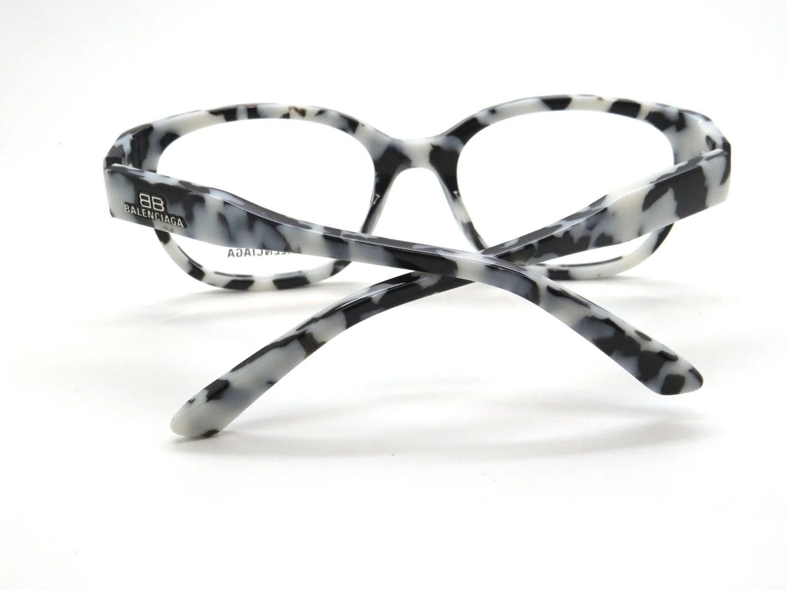 Balenciaga Eyeglasses Frames BB0214O 003 Black White Tortoise Square 52-18-135 3