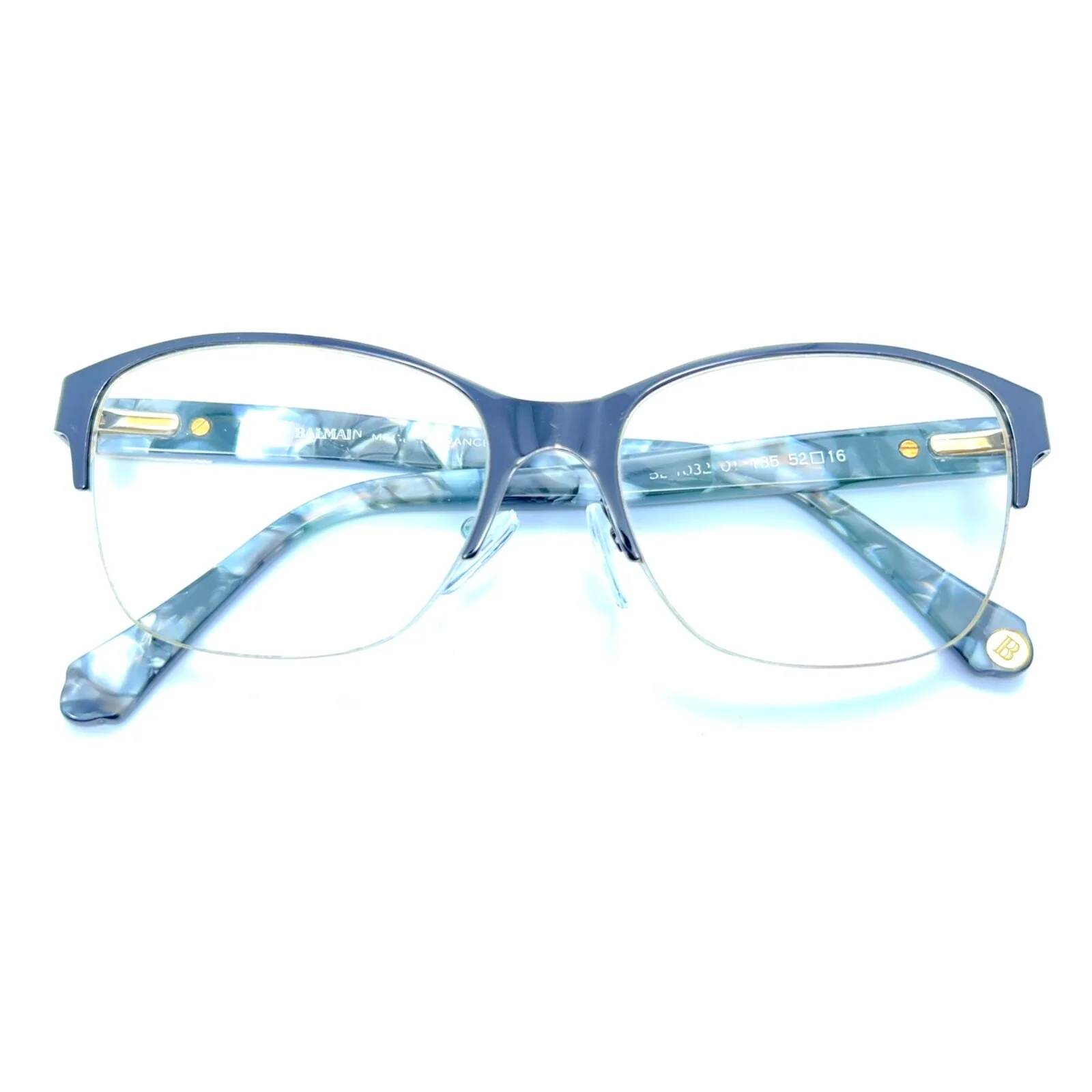 Balmain BL 1032 01 Black Marble Eyeglasses Frame 52-16-135 France Eyewear