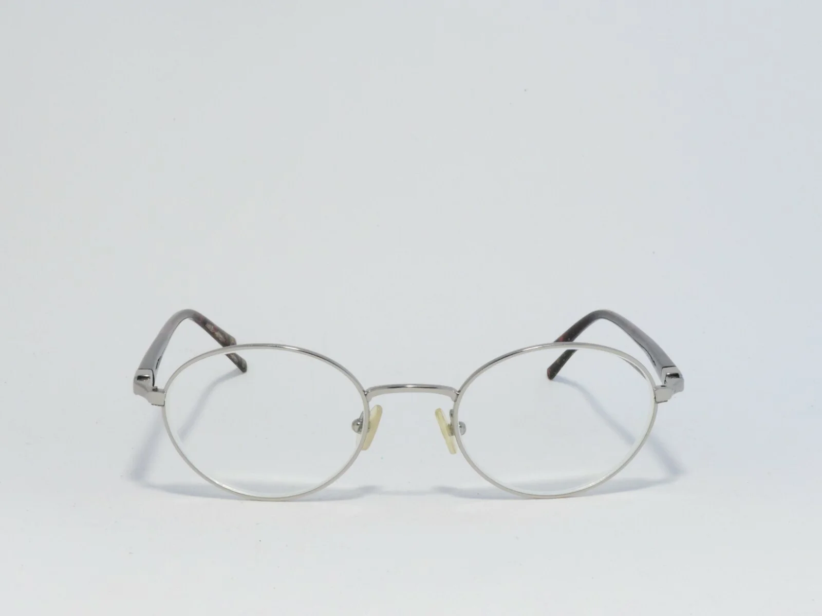 BANANA REPUBLIC SMALL OVAL METAL ACETATE EYEGLASS FRAMES SILVER HAVANA 140MM