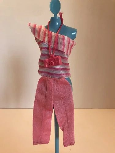 Barbie Doll Clothes Outfit Lot Shirt Pants, Camera, Visor, Shoes 2