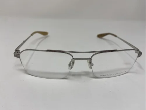 Barton Perreira Eyeglasses Frame NEWTON SILVER 52-17-145 Half Rimless Metal BS22