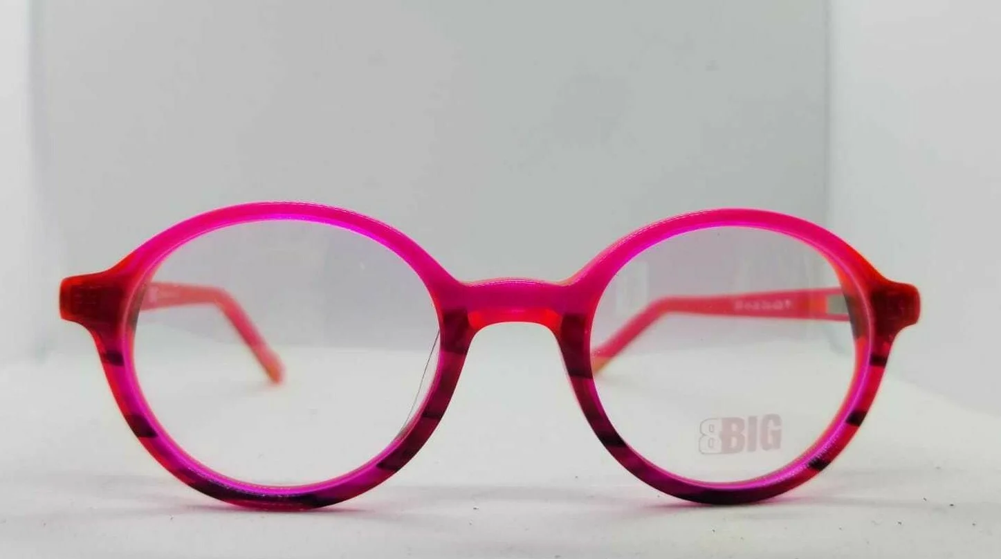 BBIG EYEGLASS FRAMES FOR GIRLS 207 41-20 COL.429 PINK ROUND PLASTIC FRAME FUN!