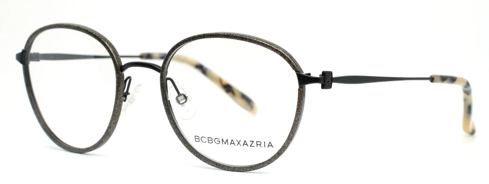 BCBGMAXAZRIA Adelina Black Womens Round Full Rim Eyeglasses 49-18-135 B:41