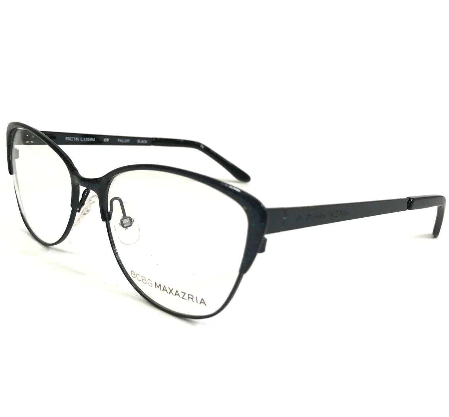 BCBGMAXAZRIA Eyeglasses Frames FALLON BLACK Rainbow Cat Eye Full Rim 53-16-135