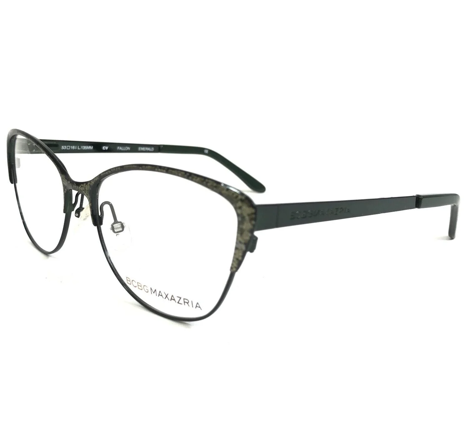 BCBGMAXAZRIA Eyeglasses Frames FALLON EMERALD Green Cat Eye Full Rim 53-16-135