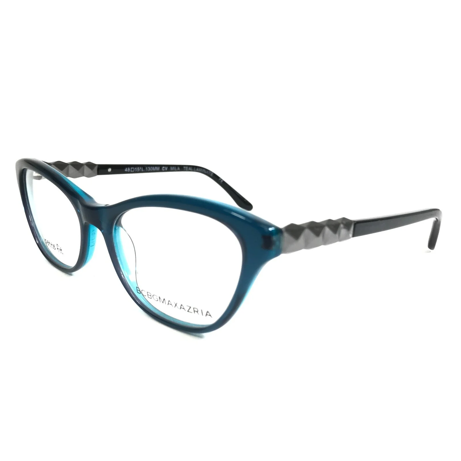 BCBGMAXAZRIA Eyeglasses Frames MILA TEAL LAMINATE Black Grey Blue 48-15-130 4