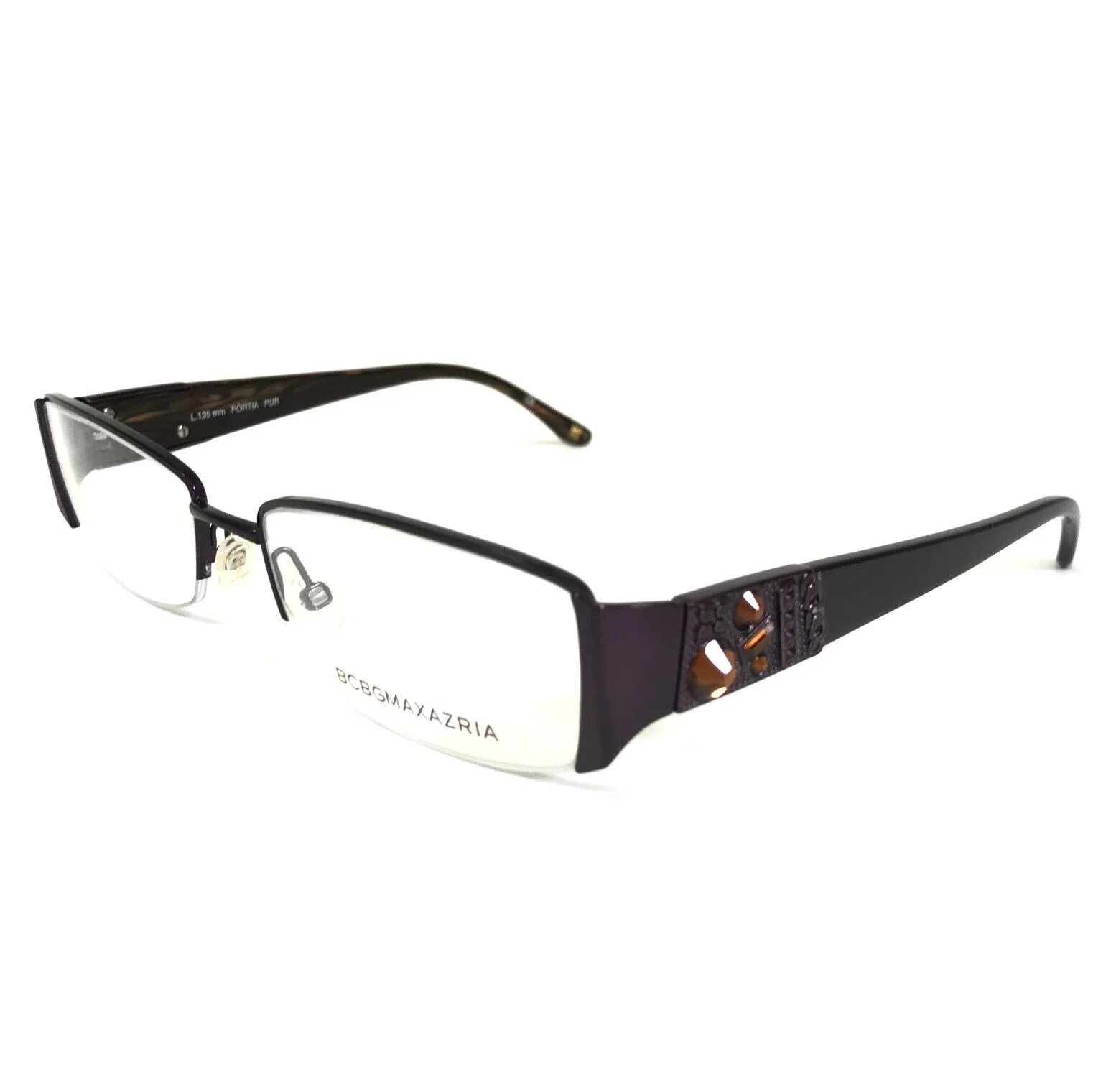 BCBGMAXAZRIA Eyeglasses Frames PORTIA PUR Rectangular Half Rim 54-17-135