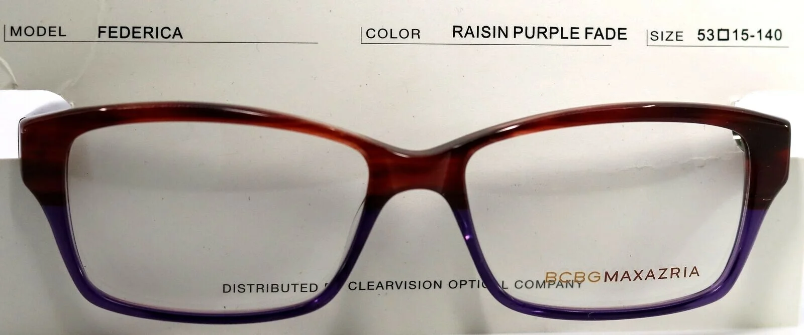 BCBGMAXAZRIA FEDERICA Raisin Purple Fade Rectangular Womens Eyeglasses 53-15-140 2