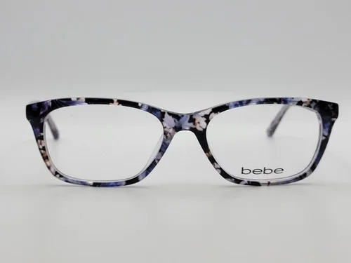 Bebe BB5145 500 Plum Floral Rectangular Eyeglass Frames 53-17-135 2