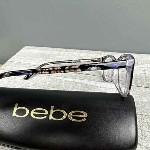 BEBE BB5145 500 Plum Floral Womens Cat Eye Full Rim glasses 53-17-135 W/ Case 2