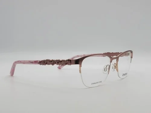 BEBE BB5177 780 Rose Gold Square Semi Rimless Eyeglass Frames 52-17-135