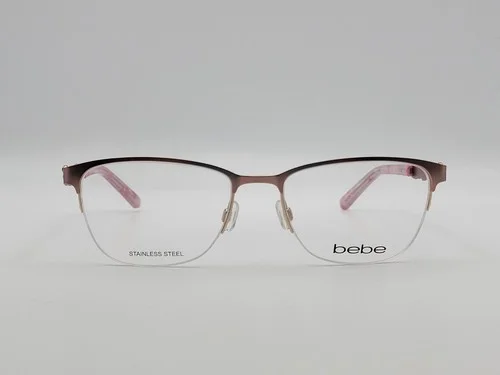 BEBE BB5177 780 Rose Gold Square Semi Rimless Eyeglass Frames 52-17-135 2