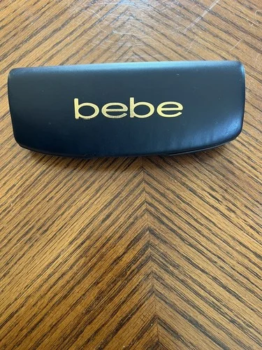 BEBE Eyeglass Sunglass Case Black Faux Leather Hard Clamshell CASE ONLY