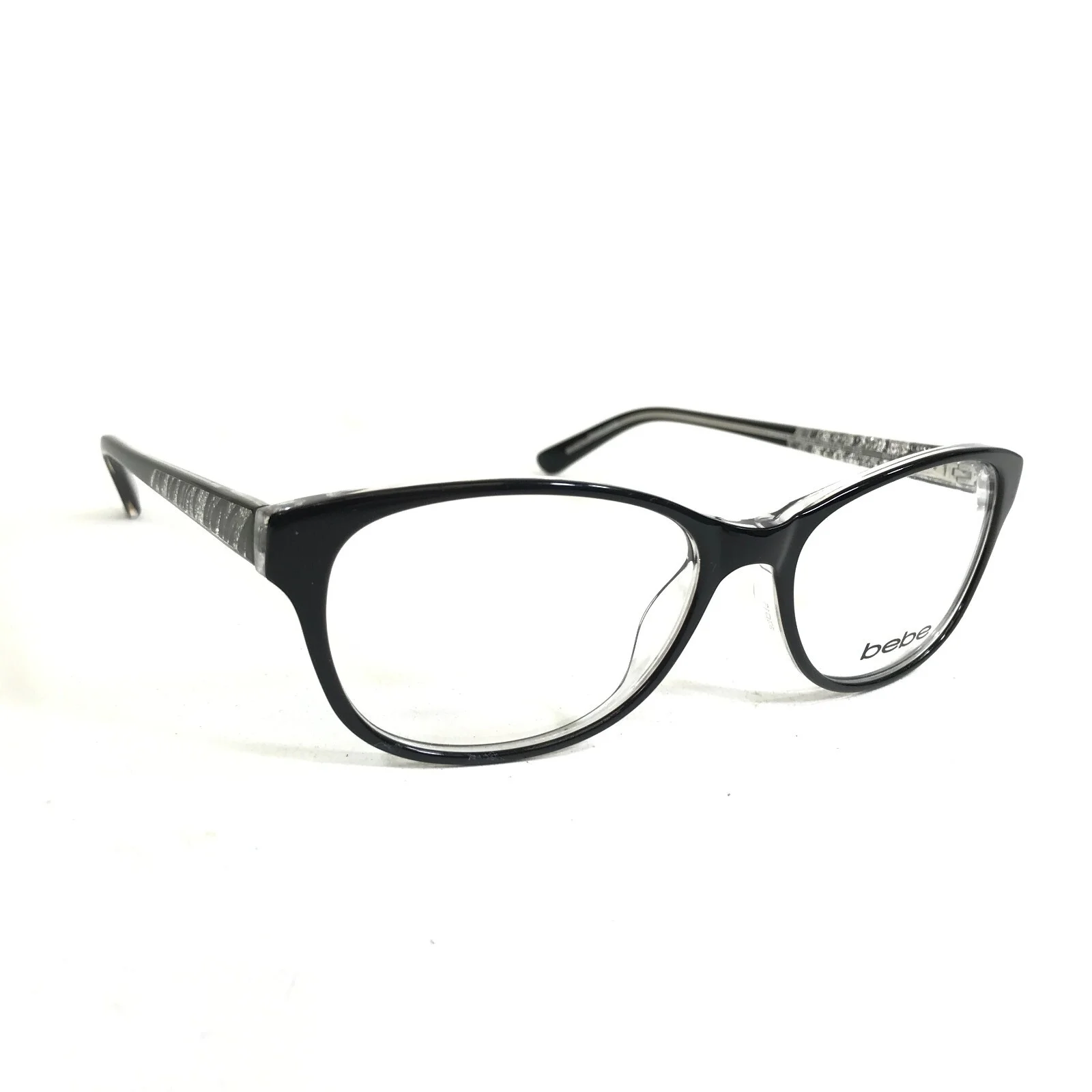 Bebe Eyeglasses Frames BB5123 001 SPARKLE Black Silver Clear Glitter 53-15-135 2