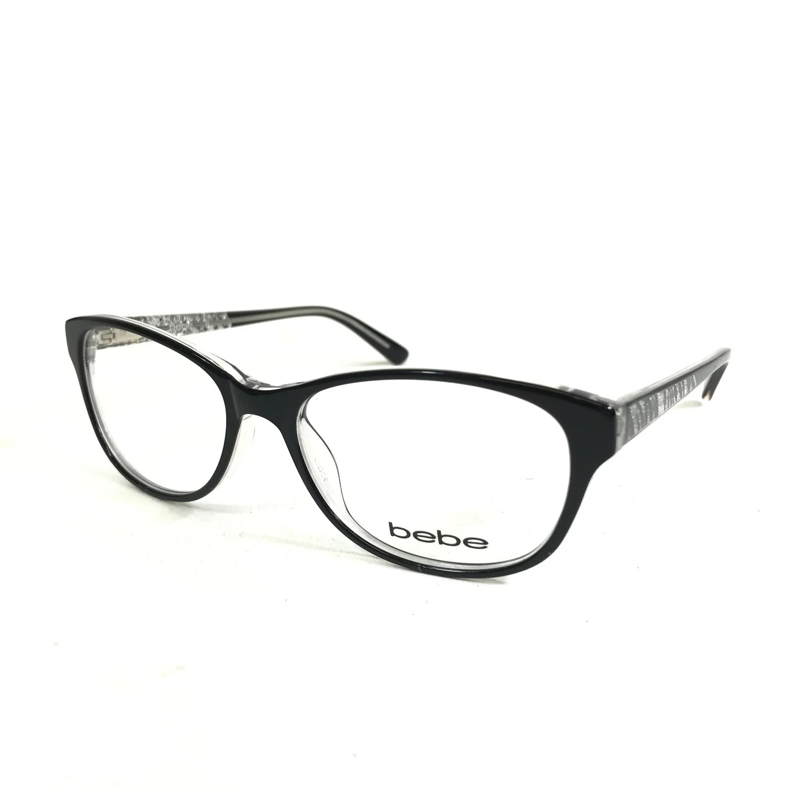 Bebe Eyeglasses Frames BB5123 001 SPARKLE Black Silver Clear Glitter 53-15-135 4
