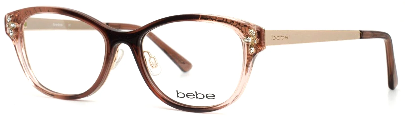Bebe Eyeglasses Frames BB5168 200 TOPAZ GRADIENT Brown Gold Crystals 53-17-140
