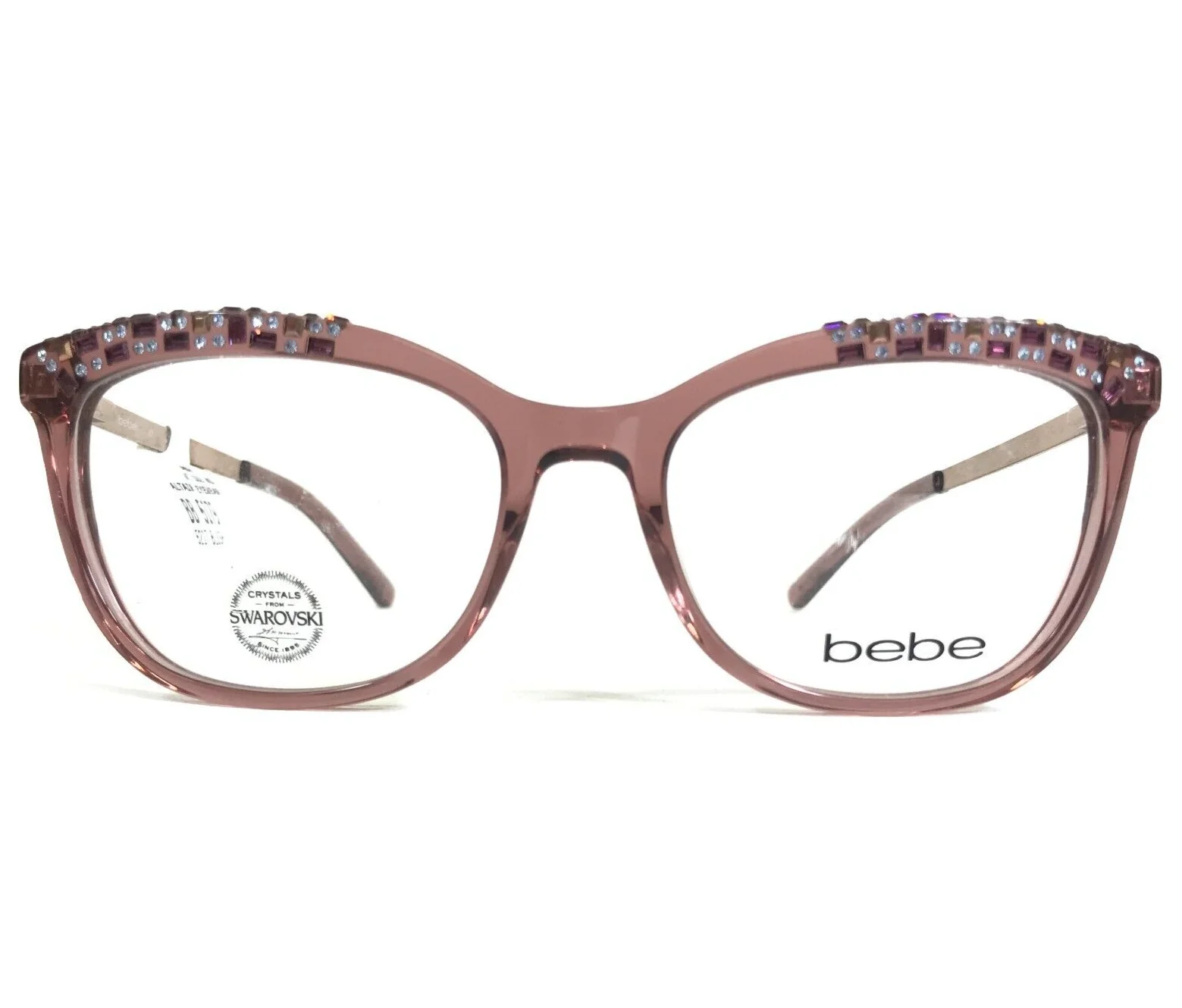Bebe Eyeglasses Frames BB5179 681 Clear Pink Gold Swarovski Crystals 52-17-140
