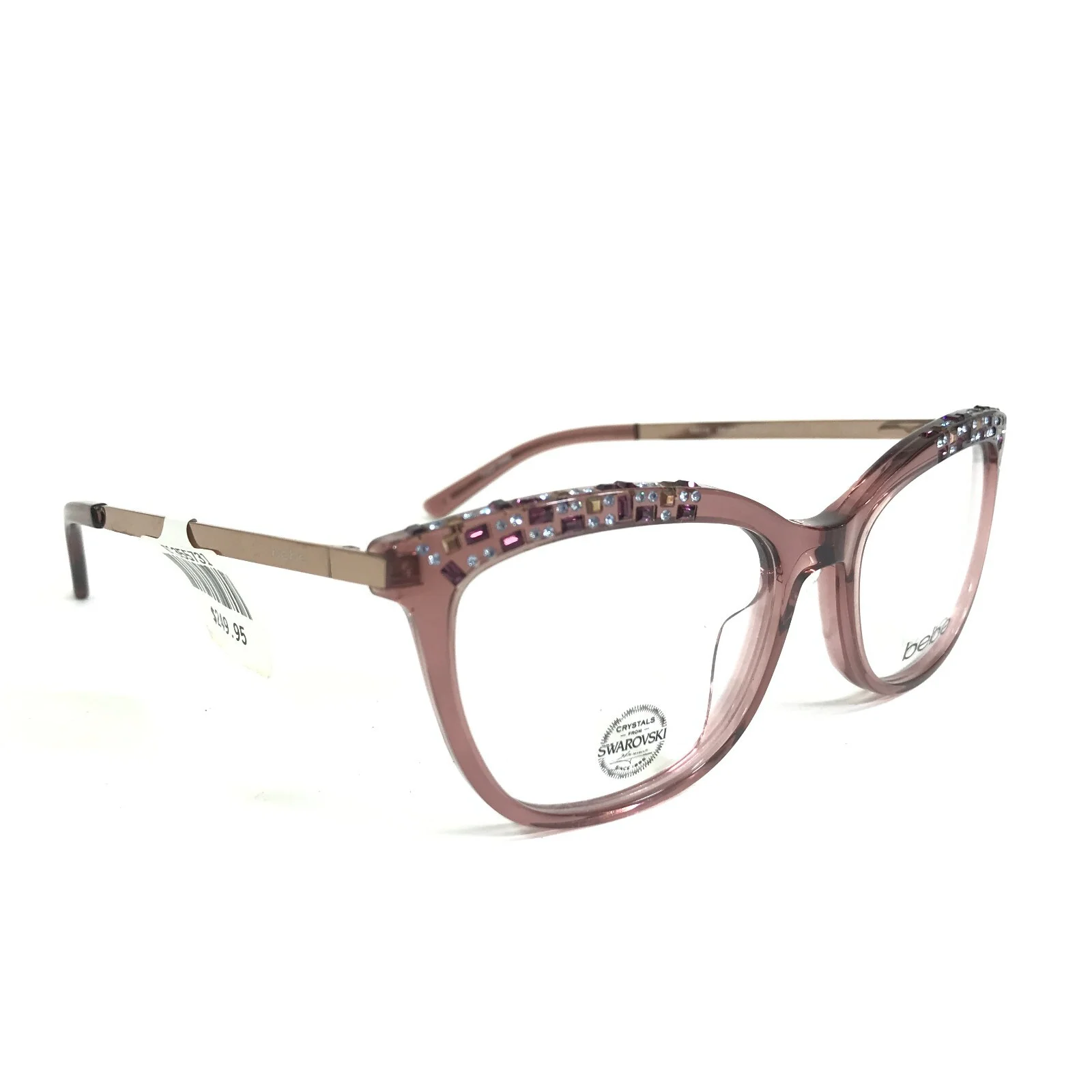 Bebe Eyeglasses Frames BB5179 681 Clear Pink Gold Swarovski Crystals 52-17-140 2