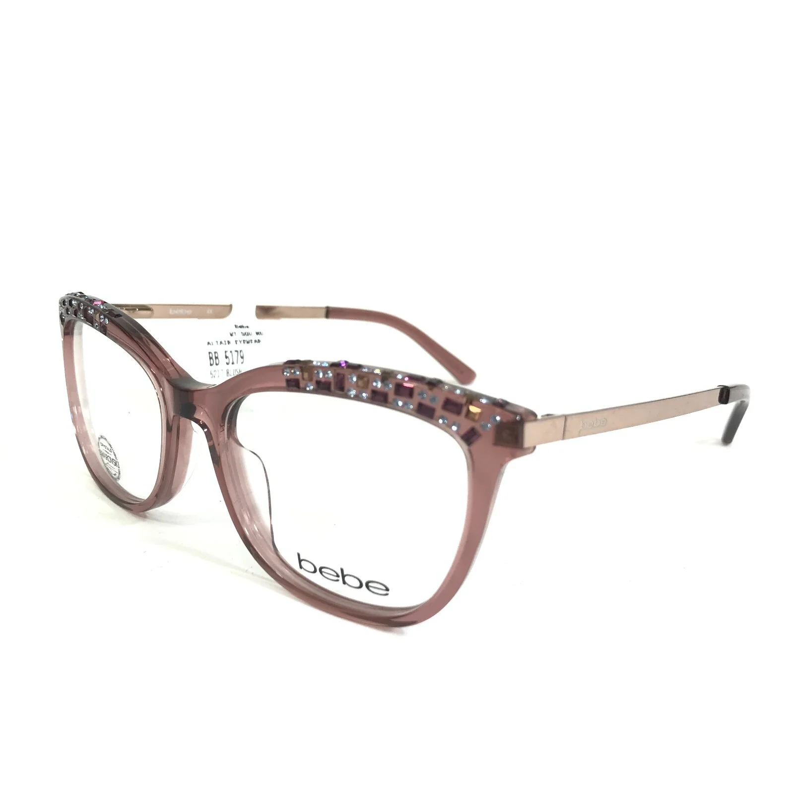 Bebe Eyeglasses Frames BB5179 681 Clear Pink Gold Swarovski Crystals 52-17-140 4