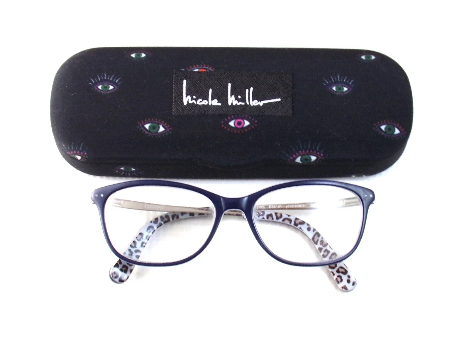 bebe On Fire BB5101 EYEGLASS FRAMES ONLY Navy Leopard Print Full Rim Woman