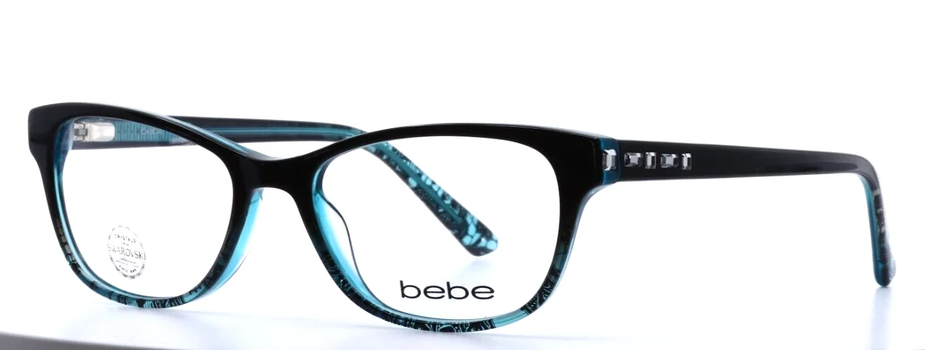 BEBE Wholesome BB5142 400 Teal Lace Womens Cat Eye Eyeglasses 52-17-135 B:34