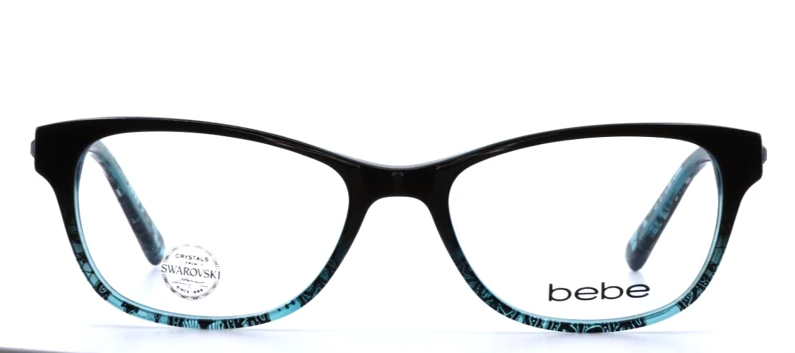 BEBE Wholesome BB5142 400 Teal Lace Womens Cat Eye Eyeglasses 52-17-135 B:34 2