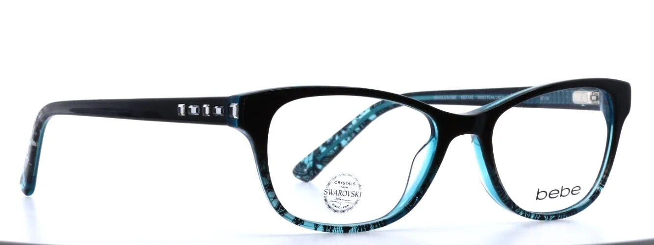 BEBE Wholesome BB5142 400 Teal Lace Womens Cat Eye Eyeglasses 52-17-135 B:34 3