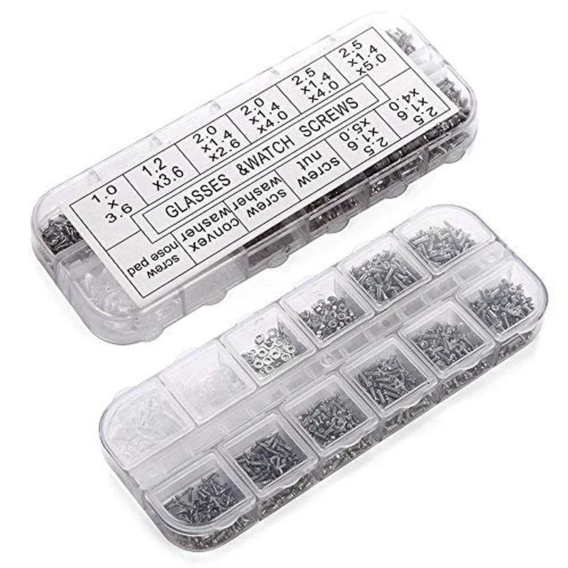 Becory Eyeglasses Repair Kit 1100Pcs Tiny Screws and 5 Pairs Nose Pads 4