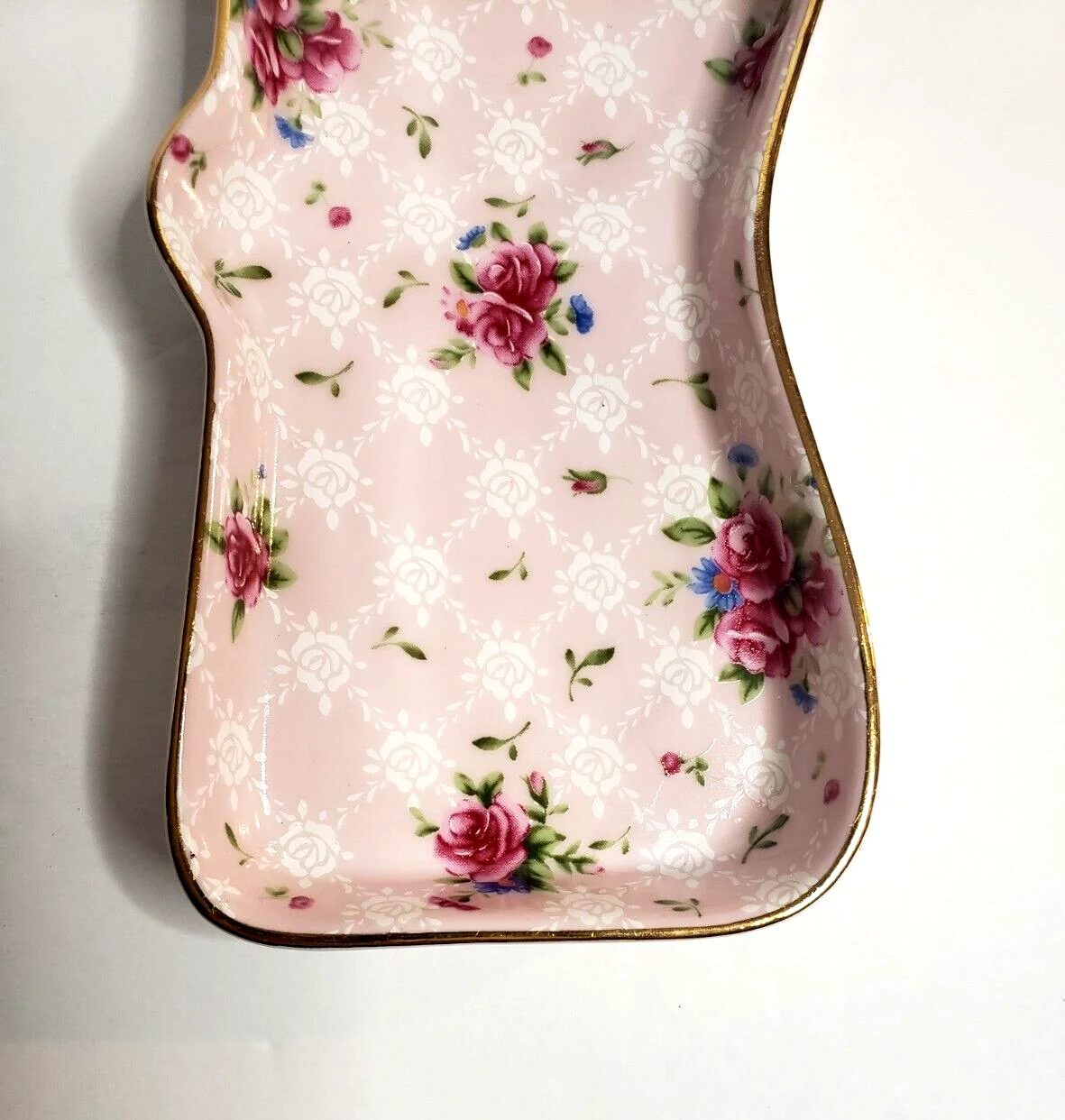 Bella Casa by Ganz Ceramic Eyeglasses Holder Tray Pink Floral Chintz Country 3