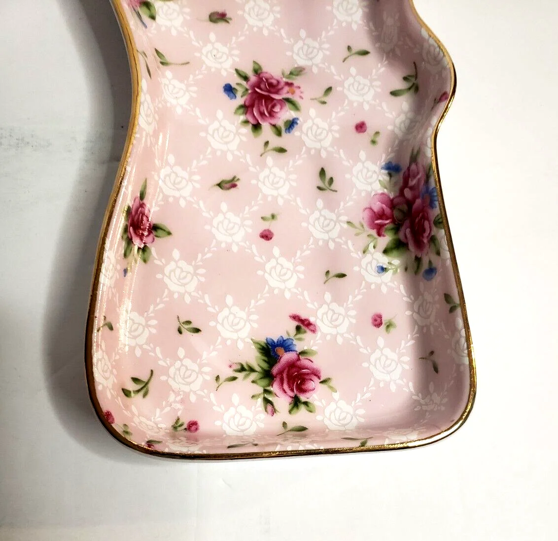 Bella Casa by Ganz Ceramic Eyeglasses Holder Tray Pink Floral Chintz Country 4