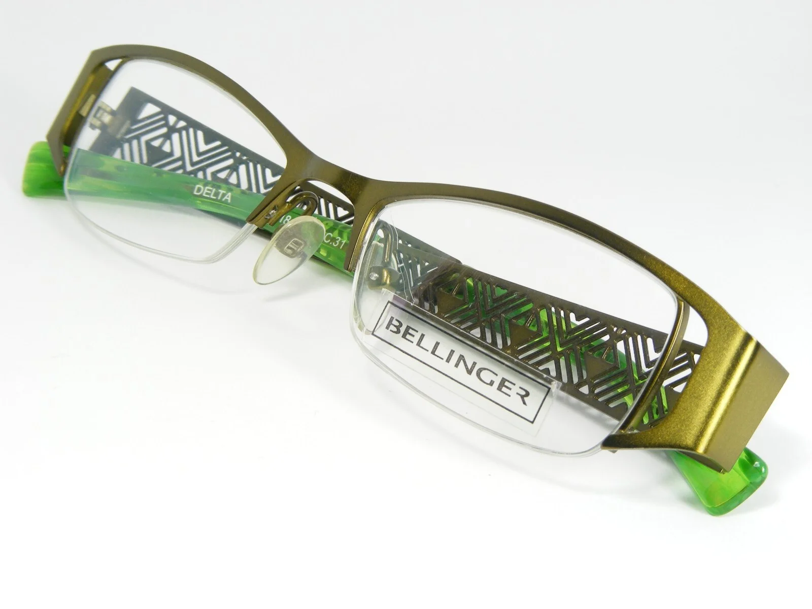 BELLINGER DENMARK DELTA C.31 GREEN EYEGLASSES GLASSES METAL FRAME 48-18-135mm 4