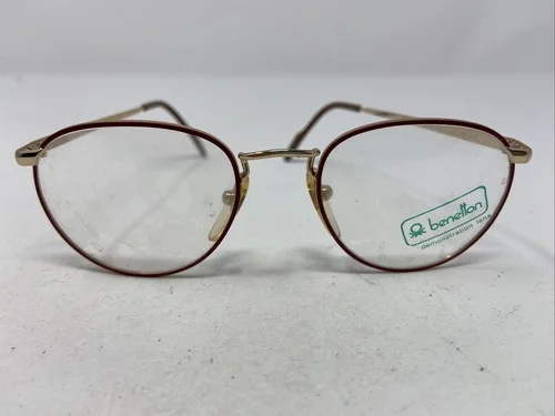 Benetton Italy BOSTON 10 48-16-140 Red/Gold Metal Full Rim Eyeglasses Frame DR93