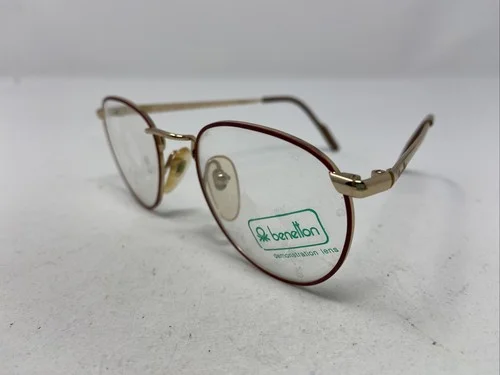 Benetton Italy BOSTON 10 48-16-140 Red/Gold Metal Full Rim Eyeglasses Frame DR93 2