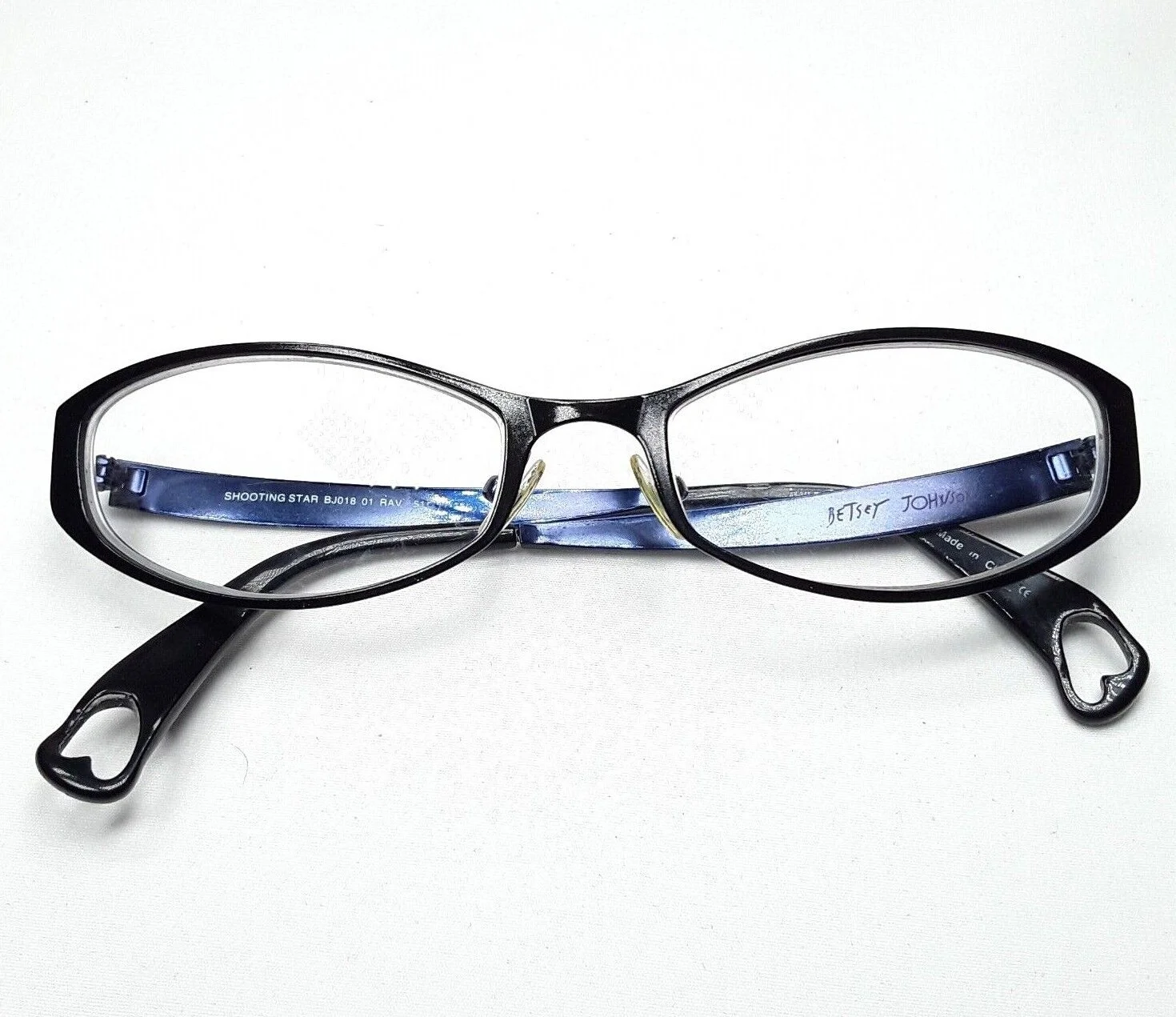 Betsey Johnson Black Blue Metal Eyeglass FRAMES Shooting Star BJ018 51-17-135