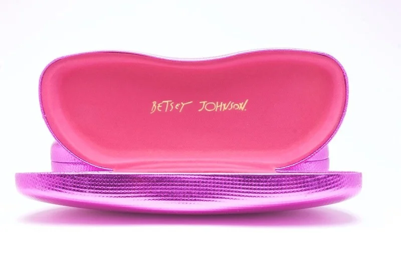 BETSEY JOHNSON PINK METALLIC EYEGLASS CLAMSHELL CASE 3