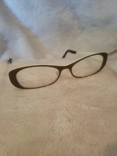 BEVEL ESVA 8583 Small Blind Titanium Eyeglass Frames Brown And Off White/ Cream