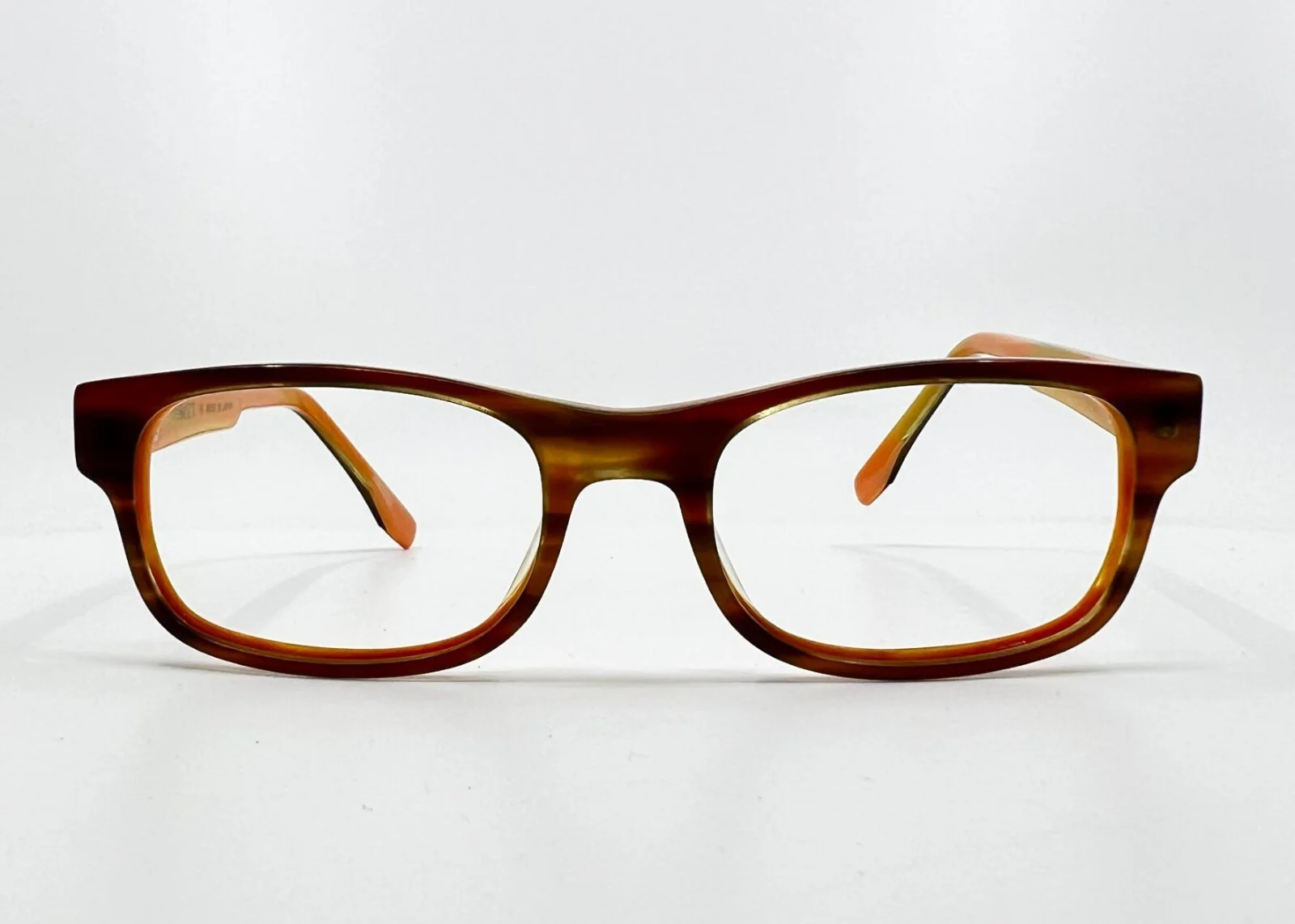 Bevel Eyeglasses Frames Brown Tortoise Beige White Round Full rim 42-25 H6912